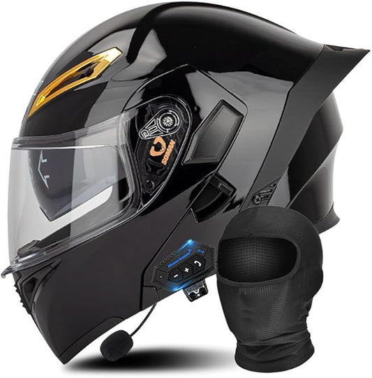 Bluetooth Modular Motorcycle Helmet DOT/ECE Approved Full Face Flip up Anti-Fog Double Visor Helmet Built-in Dual Speaker with Microphone for Adult Men and Women…