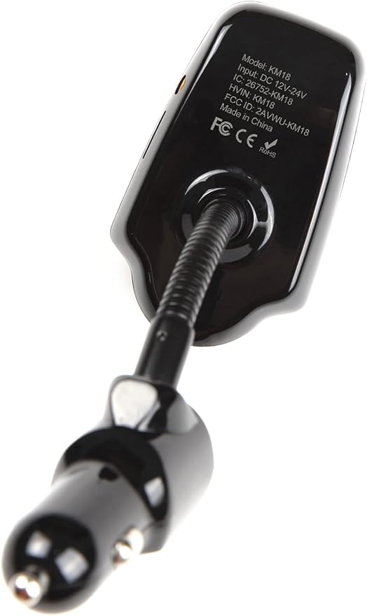 Nulaxy KM18 Bluetooth 5.4 Car Adapter with 1.44" Clear Display & Flexible Gooseneck - FM Radio Transmitter & Bluetooth Receiver for Hands-Free Calls, Wireless Music via BT/FM/AUX/TF, USB Car Charger