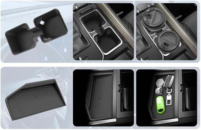 BIBIBO 3Pack for 2025 2026 Lexus GX550 Center Center Console Organizer 2024 2025 2026 Lexus GX550 Cool Box Console Organizer Tray+Cup Holder +Wireless Charging Mat (Only Fit Cool Models)