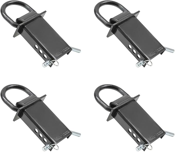 Mytee Products 4 Pack 5/8 Inch Stake Pocket D Rings, 18000 lbs | Heavy Duty Adjustable Trailer Stake Pocket Tie Down Utility for Flatbed Trucks & Trailer w/Hitch Pin, 4 Holes for Adjustment