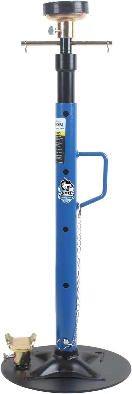 HKTE Underhoist Support Stand with Handle, 1 Ton (2,000 lbs) Capacity, 30.7"–70.8" Adjustable Height, Dual Interchangeable Tops, Under Lift & Vehicle Support Stand, US Patented Design