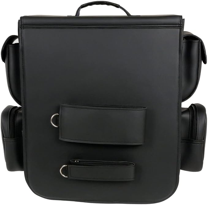 Milwaukee Leather SH584 Large Black PVC Motorcycle Sissy Bar Bag with 5 Bonus Pockets - Large