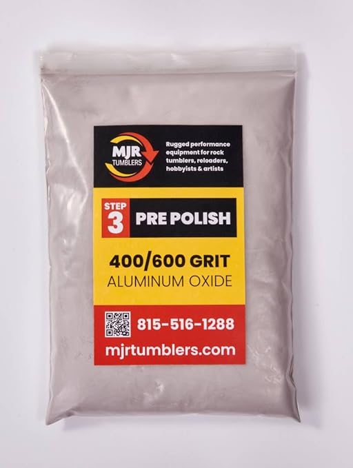 20lb of MJR Tumblers Premium 400/600 Pre-Polish Aluminum Oxide Rock Polishing Grit for Step/Stage 3, MJR Tumblers is a Disabled and Veteran Owned Company Proudly Located in USA