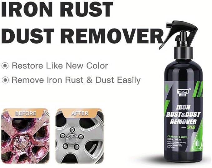 Wheel Cleaner-Iron Dust Remover-Iron Out Fallout Rust Remover Spray for Car Detailing,Remove Iron Particles in Car Paint, Motorcycle, RV & Boat (300ML*2)