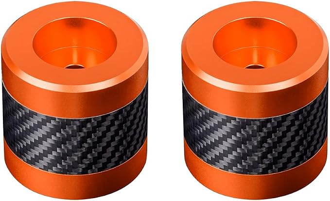 Advanblack ProTek Machined 1.25" Crash Bar Sliders Decorative Wheel Rotatable End For Front Engine Guard Harley Saddlebag Guards (Orange CNC w/Carbon Inlay)