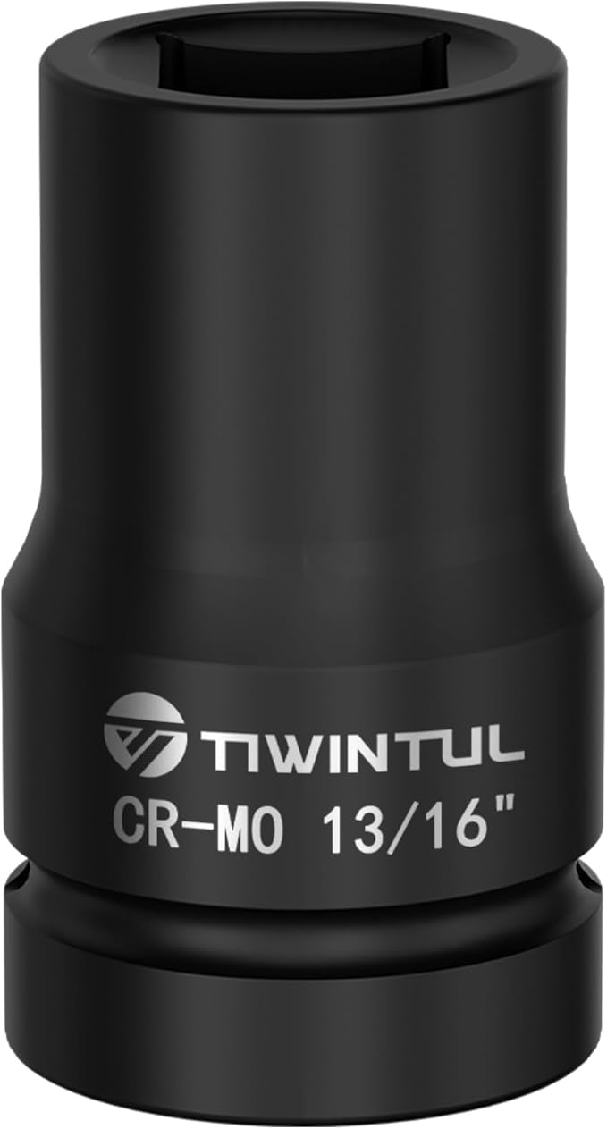 13/16" Impact Socket 1" Drive, for Truck Axle Nuts & Hub Removal | Square, 6 Point Design, CR-MO ANSI Certified, Heavy Duty Socket 1 Inch Drive for Suspension & Heavy Equipment Maintenance