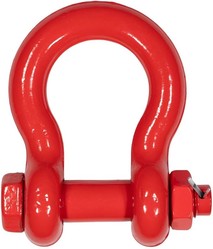 Mytee Products 1" Anchor Shackle Forged Carbon Steel w/Safety Screw Pin Load Limit 17,000 lbs, Double Rust Protection Heavy Duty D Ring Bolt Type Shackle for Towing, Rigging & Vehicle Recovery