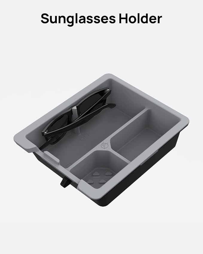 HALOBLK Center Console Organizer Tray, Two-Tier Removable Design Compatible with Tesla Model 3 (2021-2023) Model Y (2021-2024)