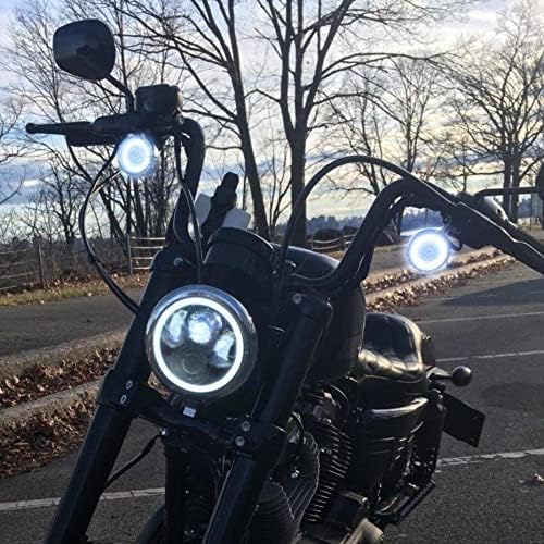 Eagle Lights 8748TS-S 2 Inch Front LED Turn Signals with White Halo Running Lights Compatible With Harley Davidson Motorcycles - Generation I / 1157 Base/Add Smoked Lenses