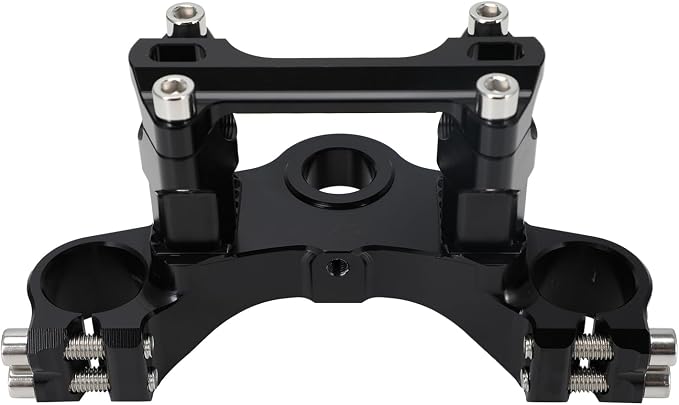 Motorcycle Top Triple Clamp 7/8" 22MM Upper Triple Tree Bar Mount with Risers Set CNC for KLX110 KLX 110 110L KLX110L 2002-2023 Black
