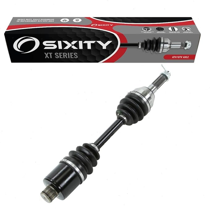 Sixity XT Rear Left CV Axle for Polaris Sportsman 400 500 HO 600 2003-05 | 700 EFI 800 MV7. Complete axle assembly with a 5140 chrome steel shaft, inboard and outboard CV joints, fully assembled