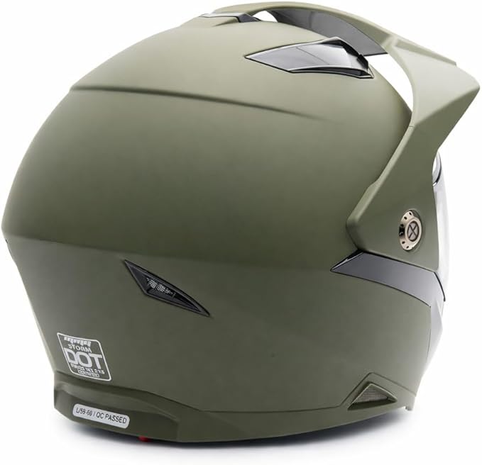 MMG Helmet Dual Sport Off Road Motorcycle Dirt Bike ATV - FlipUp Visor - Model 23 (Large, Green)