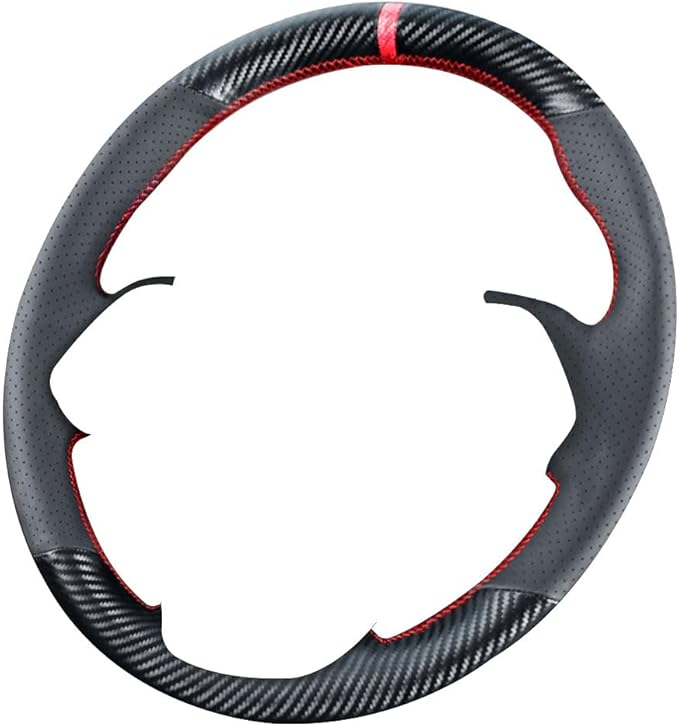 DIY Stitching Carbon Fiber Steering Wheel Cover for Toyota Prius Hatchback 2017 2018 2019 2020 2021 / Prius Prime Hatchback 2017-2022 15 inches Leather Interior Accessories