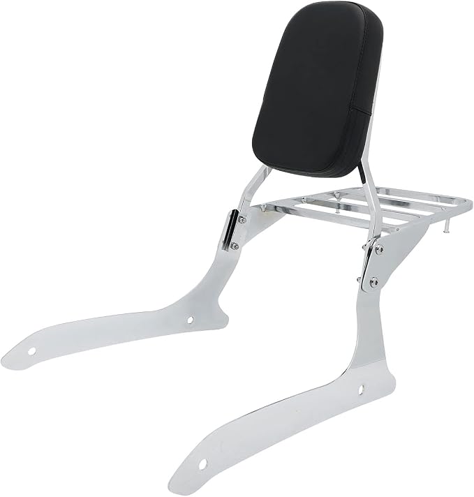 Passenger Backrest Sissy Bar & Luggage Rack Portable Compatible with Yamaha XVS1300 XVS1300A Midnight V-Star 2007-2015 (Chrome)