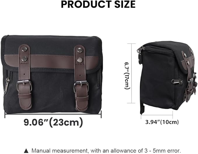 Motorcycle Tool Bag Vintage Saddle Bag Motorcycle Fork Bag Canvas Sissy Bar Bags Handbar Bag for Bike Large Capacity Waterproof Storage Bag for Powersports Cameral Bag for Men&Women