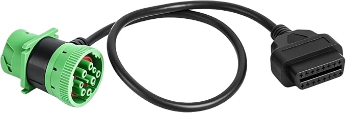 Green Type 2 J1939 Male and Female Pass-Through to OBD2 OBD II Cable (1)