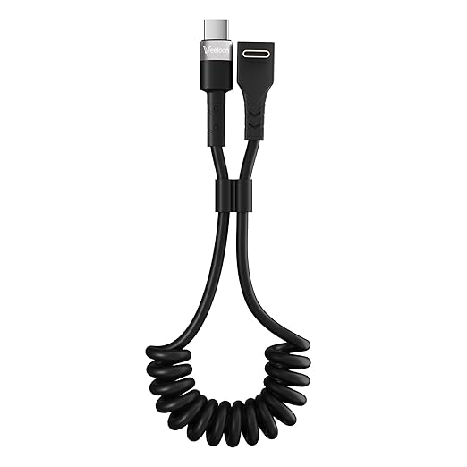 Coiled Car Carplay Cable for iPhone 15 16 15 Pro Max 15 16 Plus, 90 Degree USB C to Type C 60W Fast Charging Cord, Retractable Angled iPad Car Charger iPad Pro iPad Air Mini 6 Replacement 2FT 1 Pack
