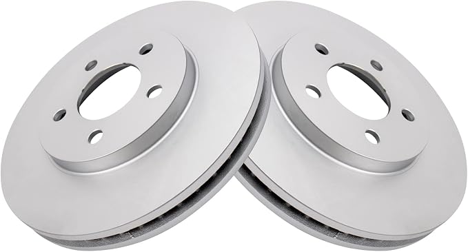TRQ Front Brake Rotor Set Coated Compatible with 2005-2010 Ford Mustang Base Model