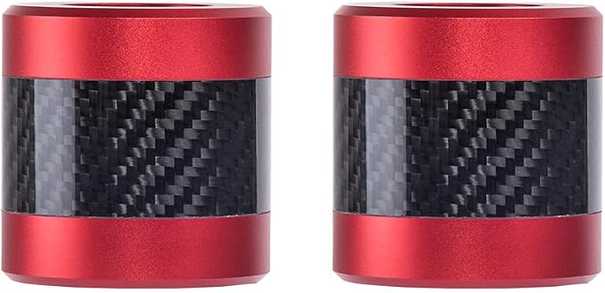 Advanblack ProTek Machined 1.25" Crash Bar Sliders Decorative Wheel Rotatable End For Front Engine Guard Harley Saddlebag Guards (Red CNC w/Carbon Inlay)