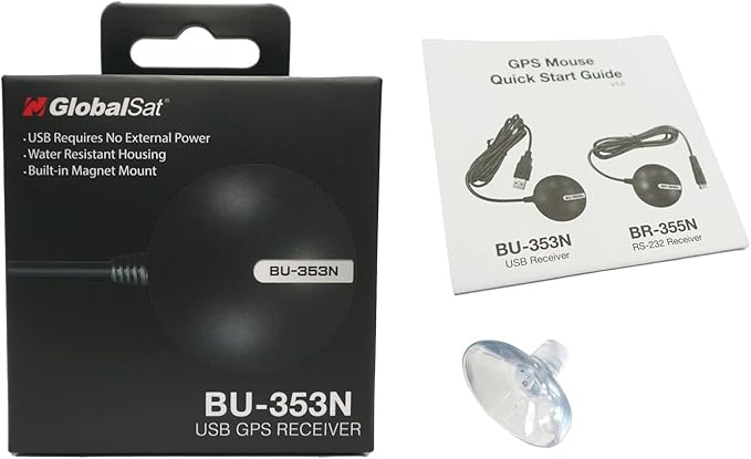 GlobalSat BU-353N USB GPS Receiver, Black, Made in Taiwan