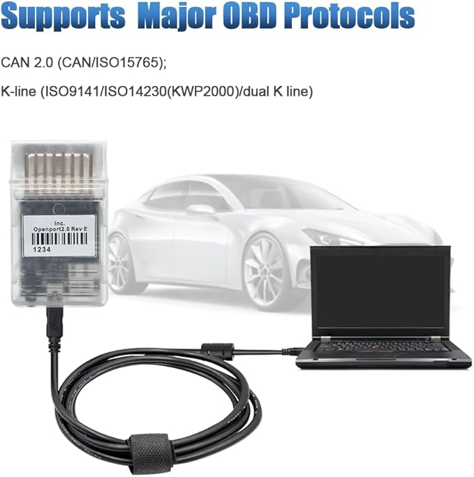 OBD2 K-CAN Diagnostic Cable for Openport 2.0 ECU, Compatible for Jaguar for Land Rover for Toyota for Mitsubishi for Subaru Vehicles, Work for SDD V163 for Techstream for Tactrix