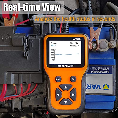 MOTOPOWER MP0515A 12V Car Battery Load Tester with MP00205C 12V 800mA Battery Charger Maintainer