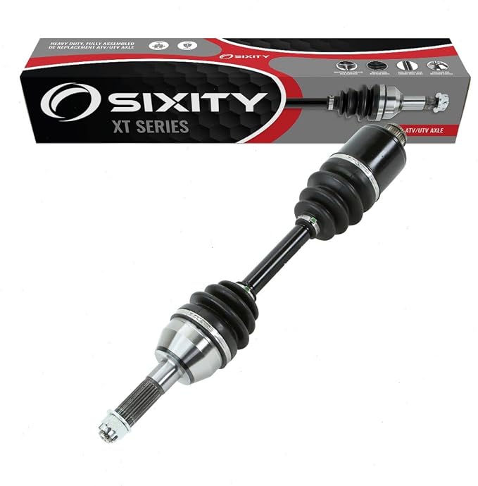 Sixity XT Rear Left CV Axle for Polaris Sportsman 400 500 HO 600 2003-05 | 700 EFI 800 MV7. Complete axle assembly with a 5140 chrome steel shaft, inboard and outboard CV joints, fully assembled