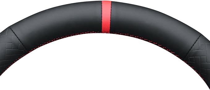 MEWANT DIY Black Solid Woven Embossed Faux Leather Steering Wheel Cover for Tesla Model3 Highland Model Y Juniper 2025