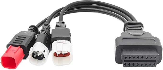 3 in 1 Compatible with Yamaha 3pin 4pin Compatible with 6pin to 16pin Motorcycle OBD2 Cable Adapter Motorcycle OBDII Diagnostic Connector Cable(Red)