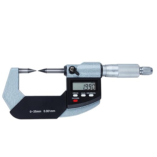 Point Micrometer, 30 Degree, 0-1" / 0-25mm, 0.00005" Resolution, Inch/Metric, Stainless Steel, Inch/Metric