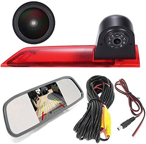 1280 * 720 Pixels Car Third Roof Top Mount Brake Lamp Reverse Camera Sprinter Brake Light Backup Rear View Camera with 4.3 inch LCD Mirror for Ford Transit Custom 2012-2016
