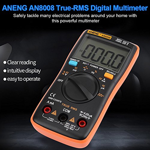 AN8008 True-RMS Digital Multimeter AC DC Voltage Ammeter Current Ohm Meter Test Diodes Transistors Temperature Red