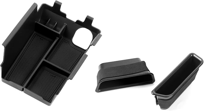 Linskip Center Console Organizer Kit for Ford Mustang Ecoboost, GT, Dark Horse 2024 2025 2026+, Armrest Organizer + Door Insert(Black)