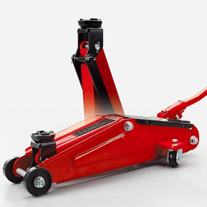 Big RED 2.5 Ton Low Profile Floor Jack, Portable Hydraulic Trolley Floor Service Jack with Blow Mold Carrying Storage Case, Red