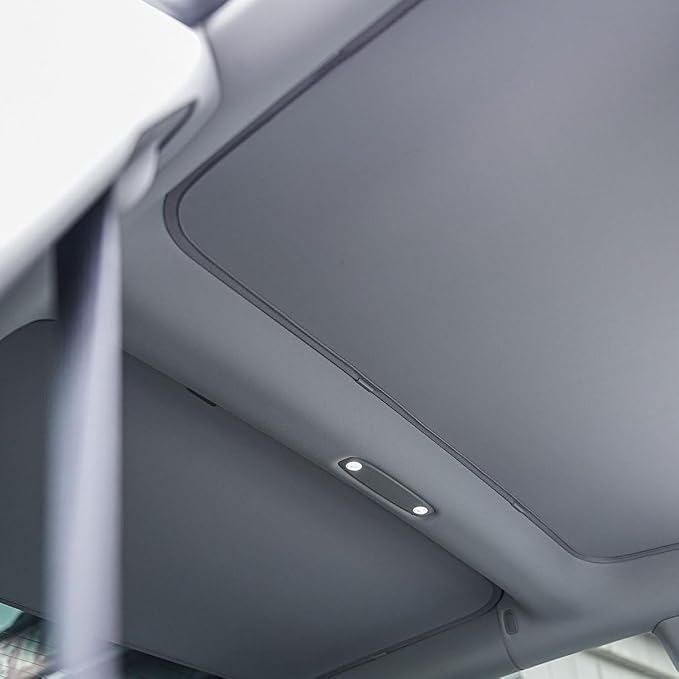 VION Tesla Model 3 Roof Sunshade (2023-2021 Model 3) – Full Blackout (No Light Transmission), Cooler Cabin, Dual-Layer Fabric with Graphene-Enhanced UV Coating, No Sagging – Gray