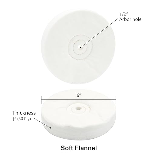 SCOTTCHEN Polishing Wheel 6" x 1/2" Arbor Soft Flannel 30plys for Bench Grinder - 2 Pack