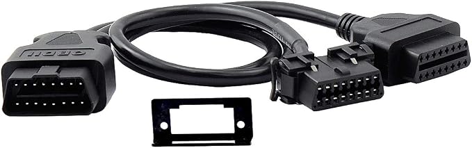 iKKEGOL OBD2 OBD II Full 16 Pin Splitter Y Open Cable J1962 1 Male to 2 Female Connector Underdash Mount Bracket for Diagnostic DIY Extension Adapter 50cm/20 (1 Pcs)