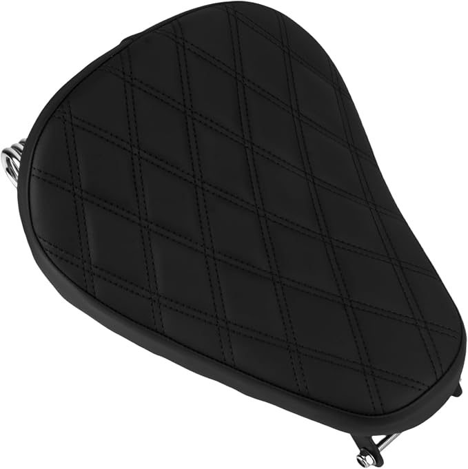 Motorcycle Solo Seat Rider Leather Seat with Spring Bracket Fit for Harley Sportster XL 883 XL1200 2010-2022 (Rhombic Style)