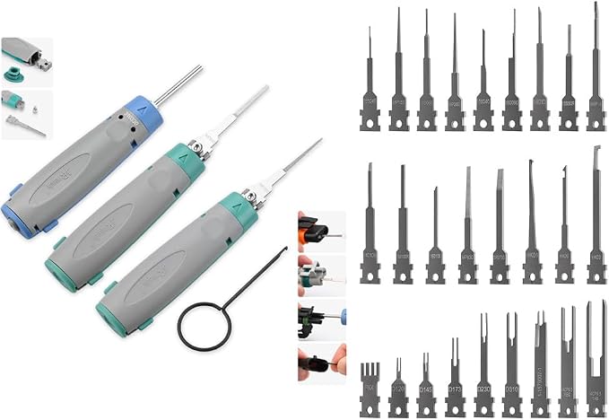 JRready Upgraded Pin Removal Tool Kit for Weather Pack&Metri-Pack Series Connector+26PCS Deutsch AMP/TE Molex Delphi JST Harting Connectors & More