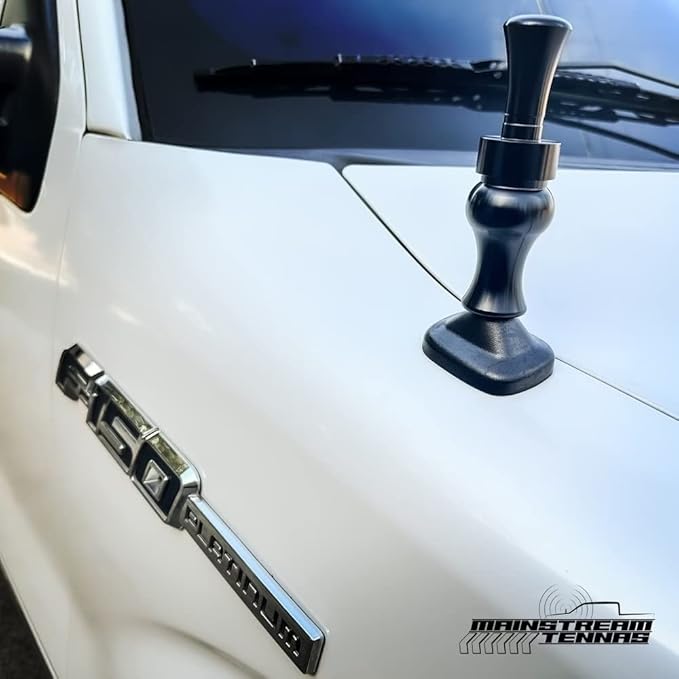 Duck Call Truck Antenna, Short 5.5 Inch Heavy Duty Anodized Aluminum Radio Antenna, Universal Kit Fits Most Trucks Including F150, F250, Maintains Reception, Unique Truck Accessories and Gifts (Black)