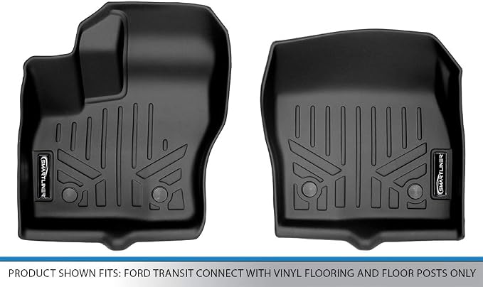 SMARTLINER Floor Mats 1st Row Liner Set Compatible with 2014-2017 Ford Transit Connect