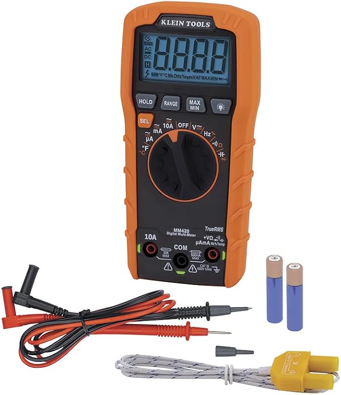 Klein Tools MM420 600V 10A TRMS Multimeter and Magnetic Hanger Bundle