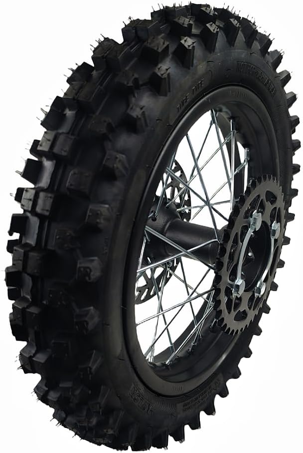 CLEO 80/100-10 Rear Wheel Rim Tire Assembly for 50cc-110cc Dirt Bike taotao TTR SSR CRF Apollo 15mm axle includes 190mm brake disc and 420-41T sprocket