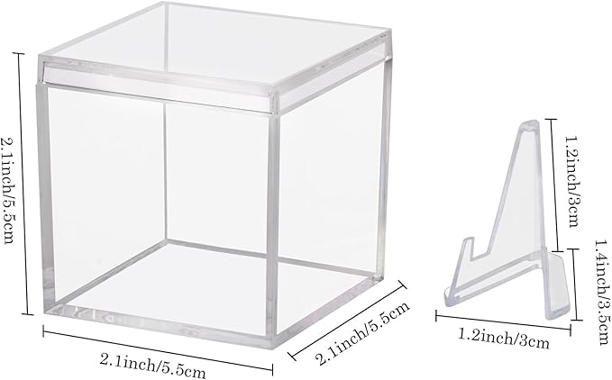 4 Pack Championship Ring Display Case Clear Acrylic Ring Case Display Box for Sports Baseball Softball Football Basketball Single Ring Coin Holder Stand, 2.16 Inch