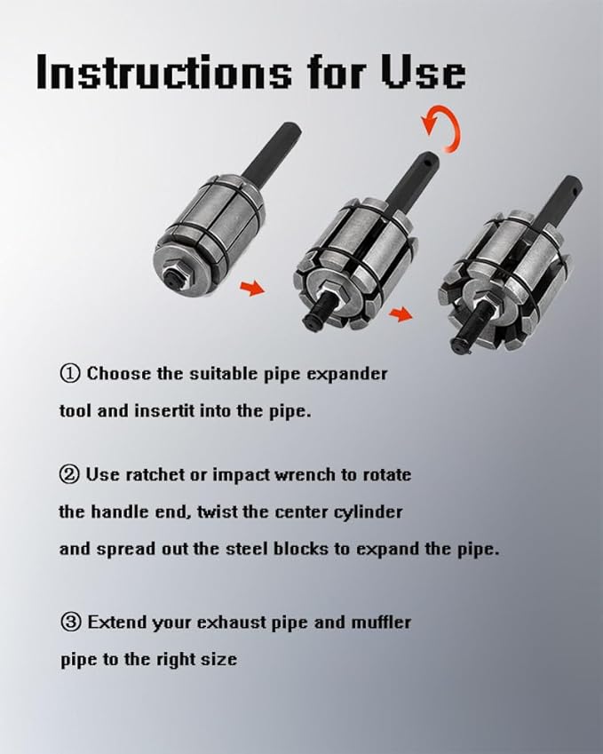 1/18'' to 3-1/2'' Exhaust Pipe Expander Tool, Tail Pipe Spreader Kit Compatible with Most Vehicles and Trucks