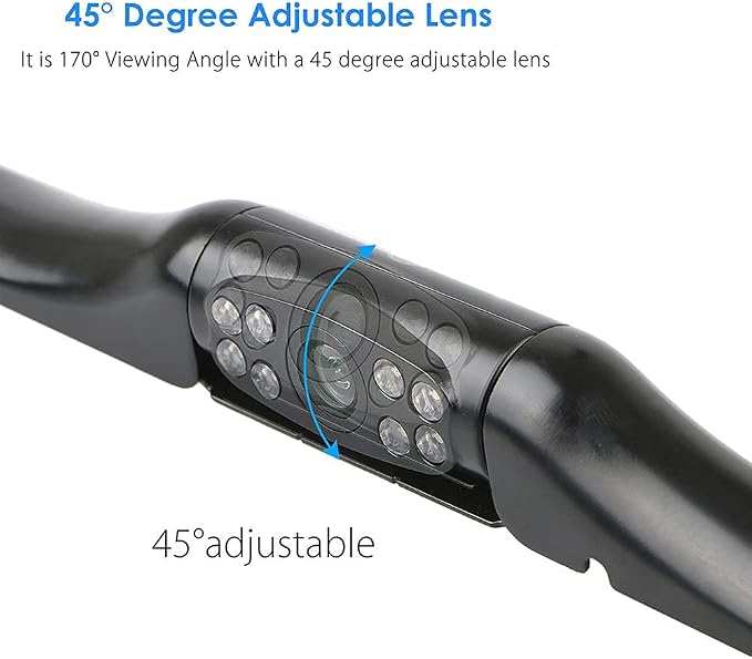 HD Night Vision Reversing Camera with 8 LED 170° Wide Angle Backup Camera 45° Adjustable Lens Angle Waterproof Rear View Camera