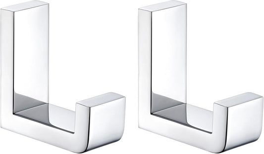 Angle Simple Towel Hooks, SUS 304 Stainless Steel Robe Coat Hooks for Bathroom Wall, Polished Chrome, 2 Pack