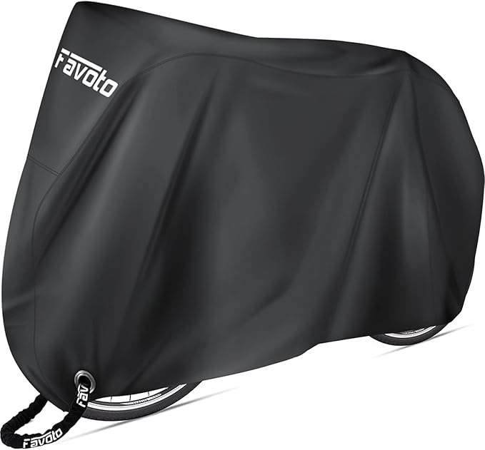 Favoto Bike Cover Waterproof Outdoor Storage for 1 or 2 Bikes Bicycle Cover Heavy Duty Rain Sun UV Dust Wind Proof with Storage Bag Bike Tarp for EBike Mountain Road City Bike, Black