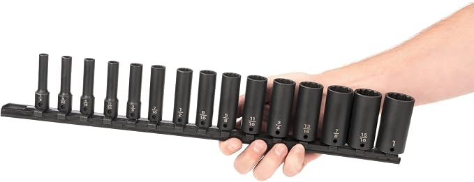 TEKTON 3/8 Inch Drive Impact Socket Set, 15-Piece | SID91113