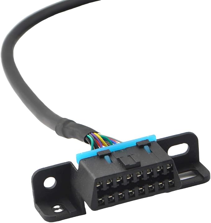 iKKEGOL Pack of 2 Right Angle Universal OBD2 OBD II 16 Pin Splitter Y Open Cable, J1962 1 Male to 2 Female Connector with Underdash Mount Bracket 50cm/20